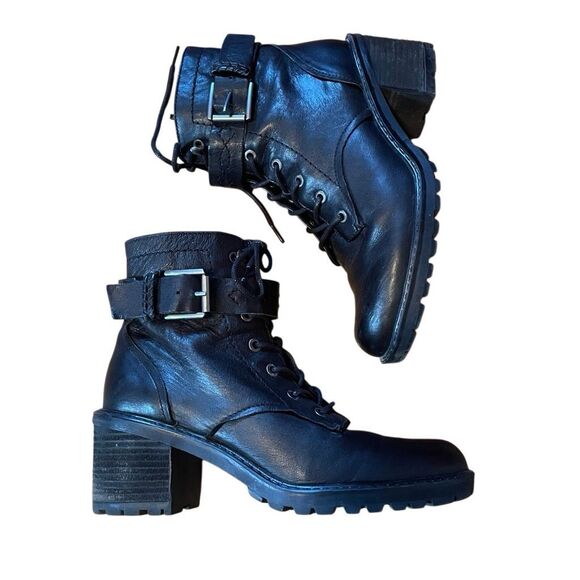 ZODIAC | black leather lace up gemma bootie 8 - Picture 1 of 13